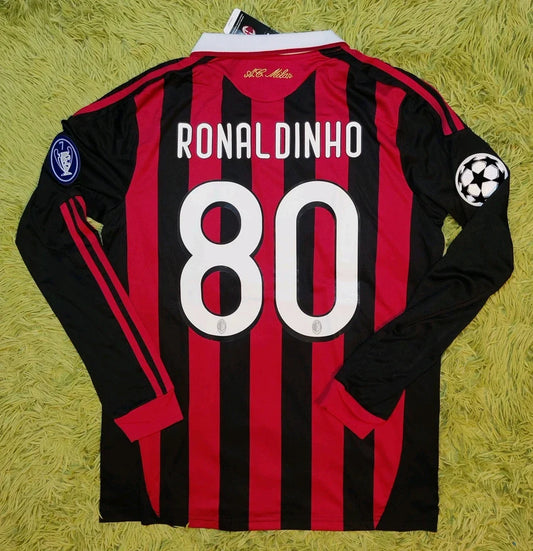 2009 Ronaldinho #80 AC Milan Home Jersey