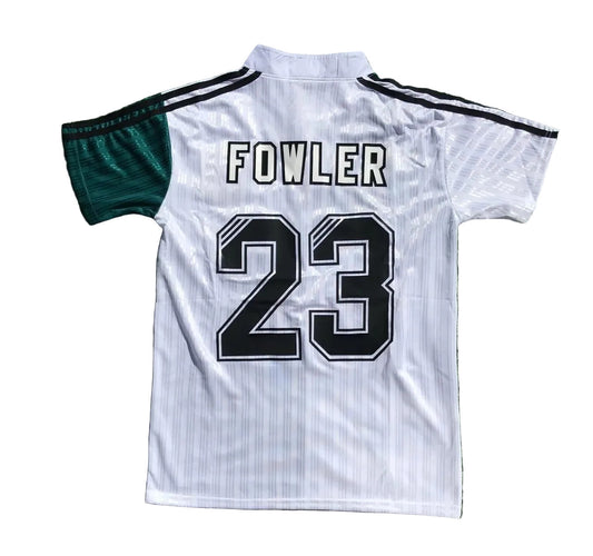 White sports jersey with 'Fowler 23' on a grass background