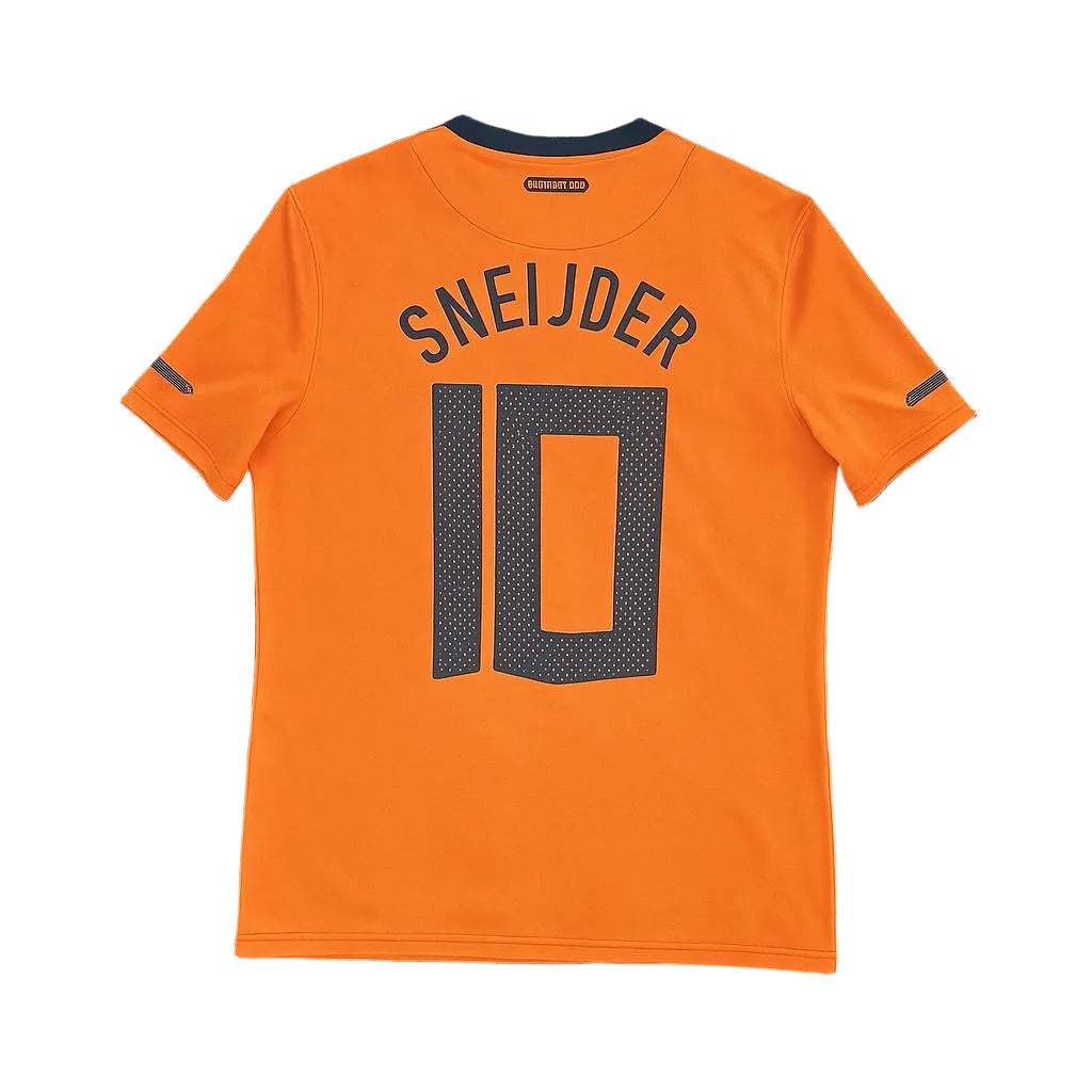 Orange sports jersey with 'Sneijder' and number '10' on a grass background