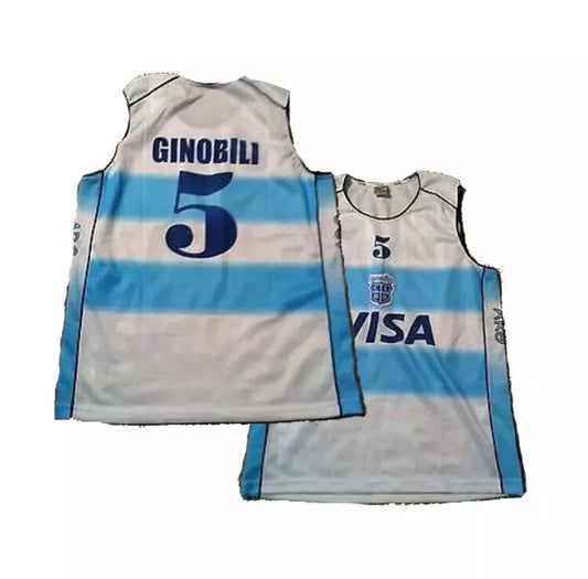 2004 Manu Ginóbili #5 Team Argentina Basketball Jersey