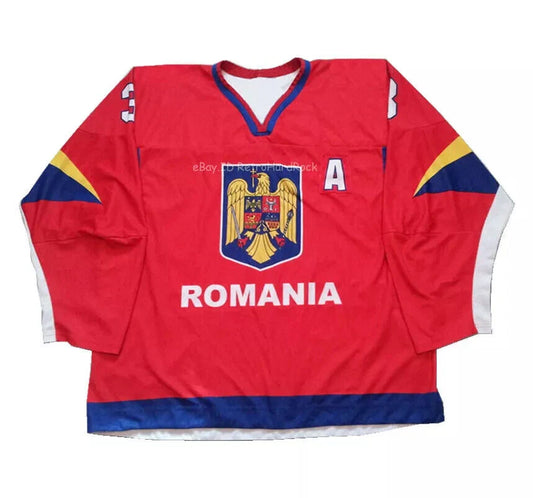 90s Dezső Papp #3 Team Romania Hockey Jersey