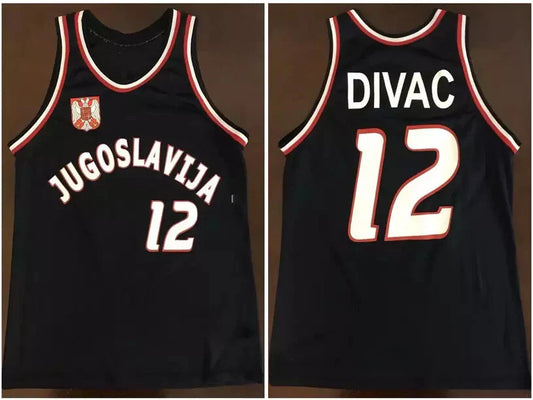 90s Vlade Divac #12 Yugoslavia Basketball Jersey
