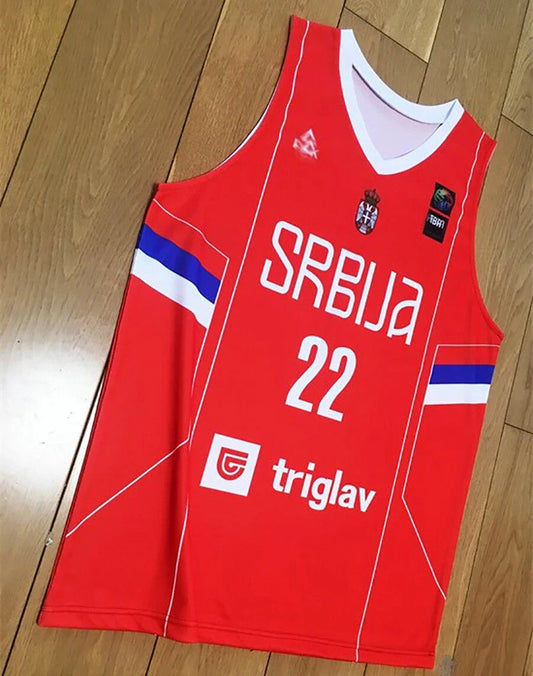 2023 Vasilije Micić #22 Nikola Jokić #14 Serbia Basketball Jersey