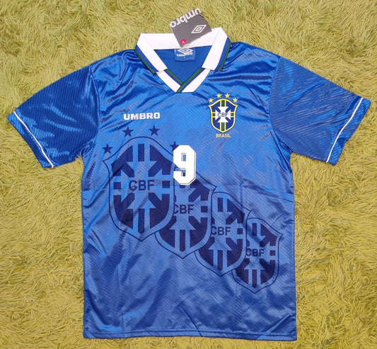1996 Ronaldo #9 Brazil Away Retro Football Jersey