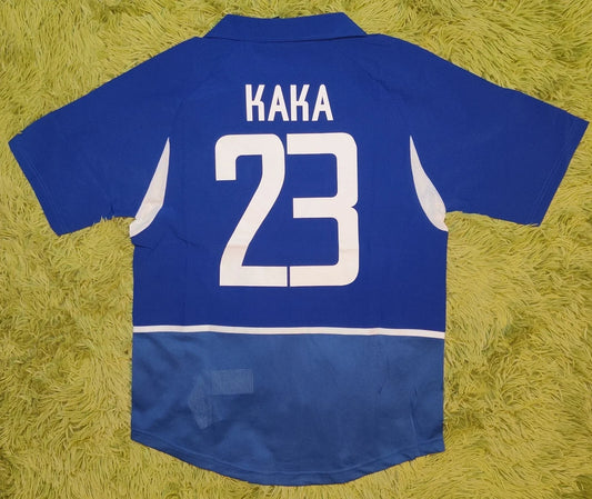 Brazil 2002 Away Kaka #23 Retro Vintage Soccer Futbol Blue Jersey