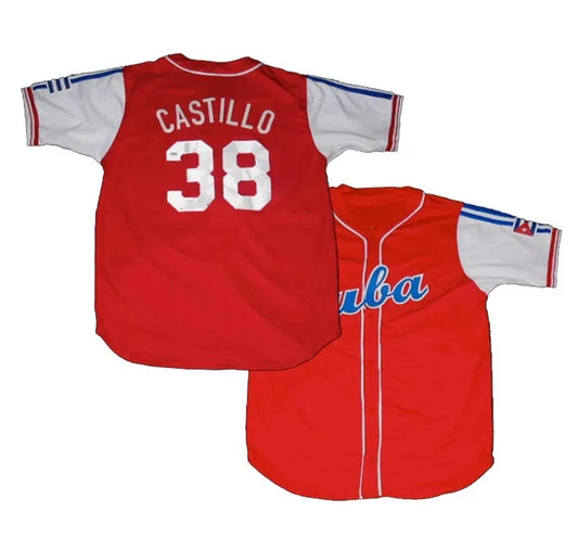 Throwback Castillo #38 Team Cuba Baseball Jersey - Stitched White & Red Custom Name