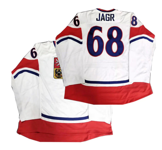 90s Jaromir Jagr #68 Dominik Hasek #39 Czech Hockey Jersey