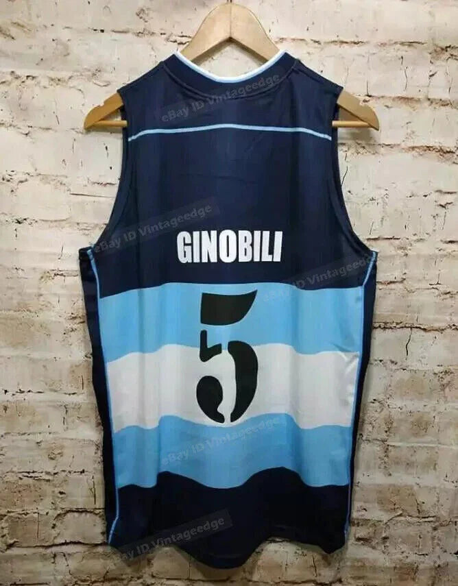2002 Manu Ginóbili #5 Argentina Basketball Jersey