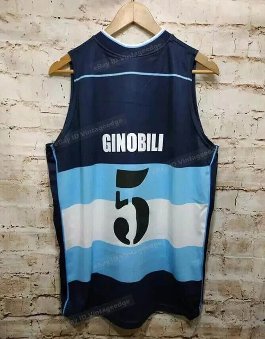2002 Manu Ginóbili #5 Argentina Basketball Jersey