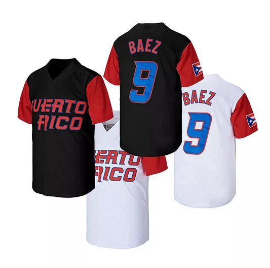 2017 Javier Báez #9 Puerto Rico Baseball Jersey