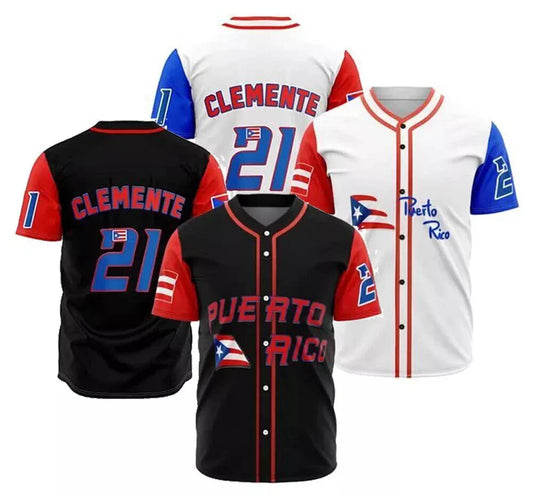 Puerto Rico 2023 Clemente #21 Correa Baez Molina Lindor Rodriguez Baseball Jersey