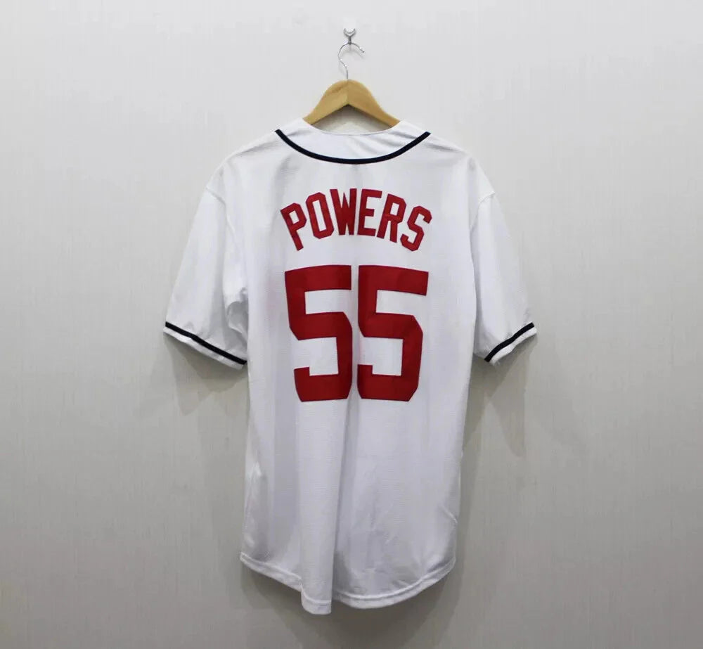 90s Wes Powers #55 Atlanta White Myrtle Beach Baseball Jersey