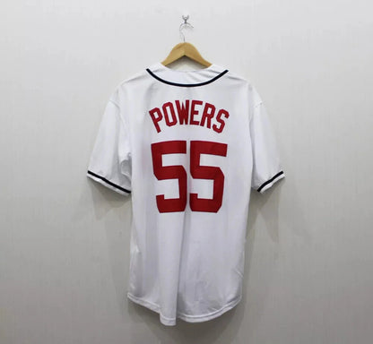 90s Wes Powers #55 Atlanta White Myrtle Beach Baseball Jersey