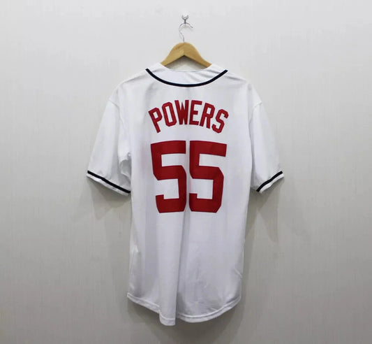 90s Wes Powers #55 Atlanta White Myrtle Beach Baseball Jersey