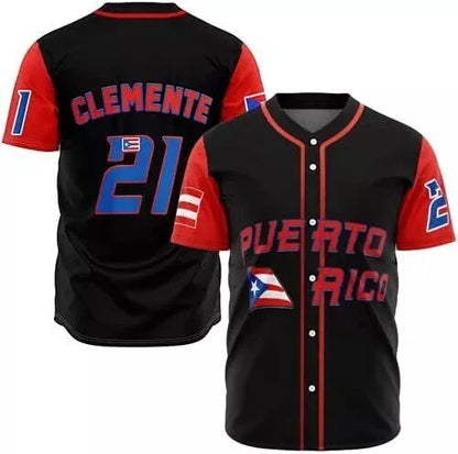 Puerto Rico 2023 Clemente #21 Correa Baez Molina Lindor Rodriguez Baseball Jersey
