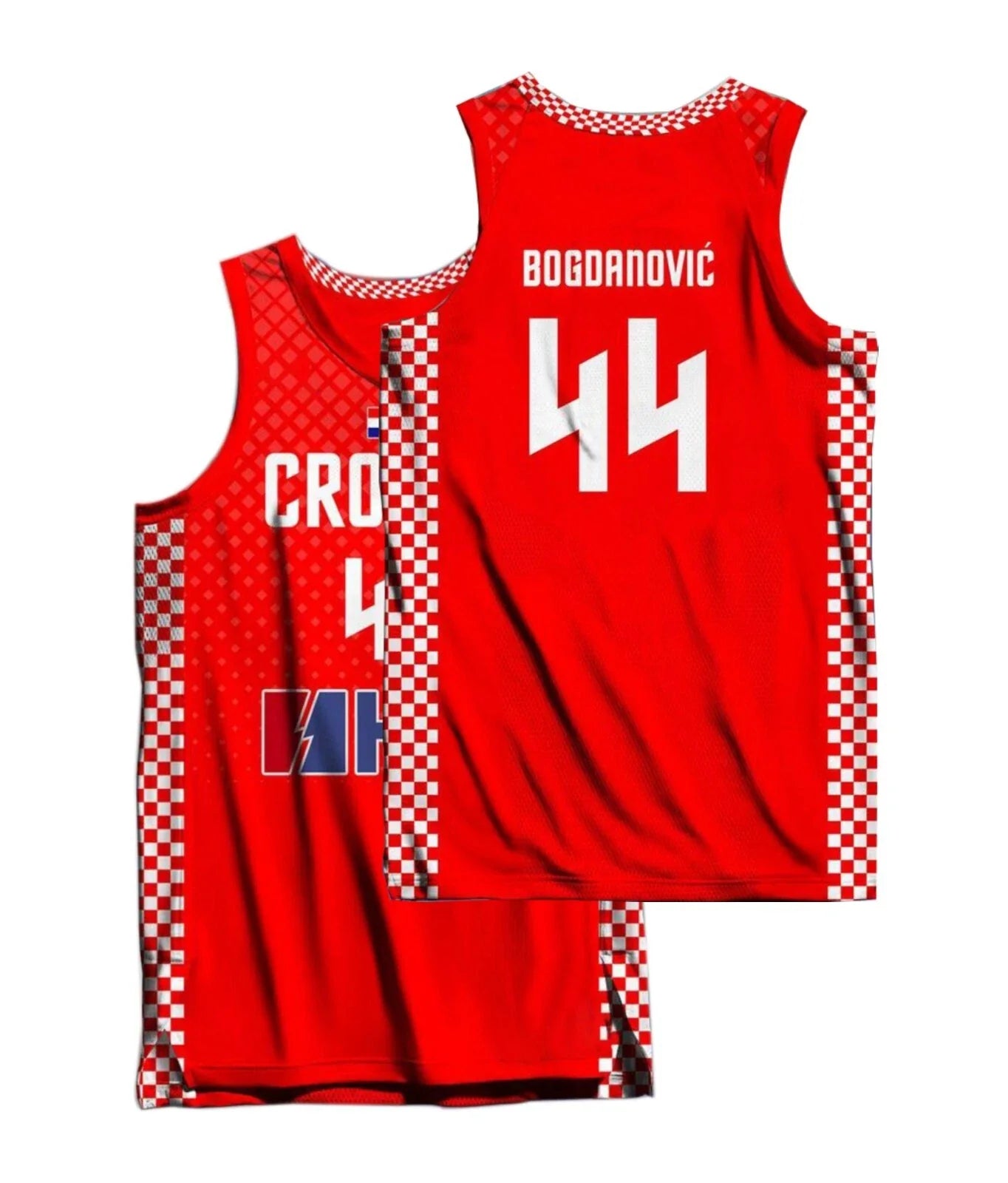 2024 Bojan Bogdanović #44 Dario Šarić #9 Croatia Basketball Jersey