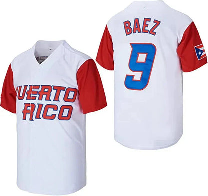 2017 Javier Báez #9 Puerto Rico Baseball Jersey