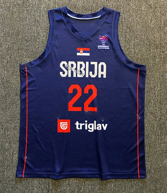 2024 Vasilije Micić #22 Nikola Jokić #15 Serbia Basketball Jersey