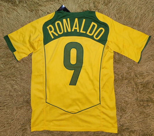 Brazil 2004 Home Ronaldo #9 Retro Vintage Soccer Futbol Football Shirt Jersey