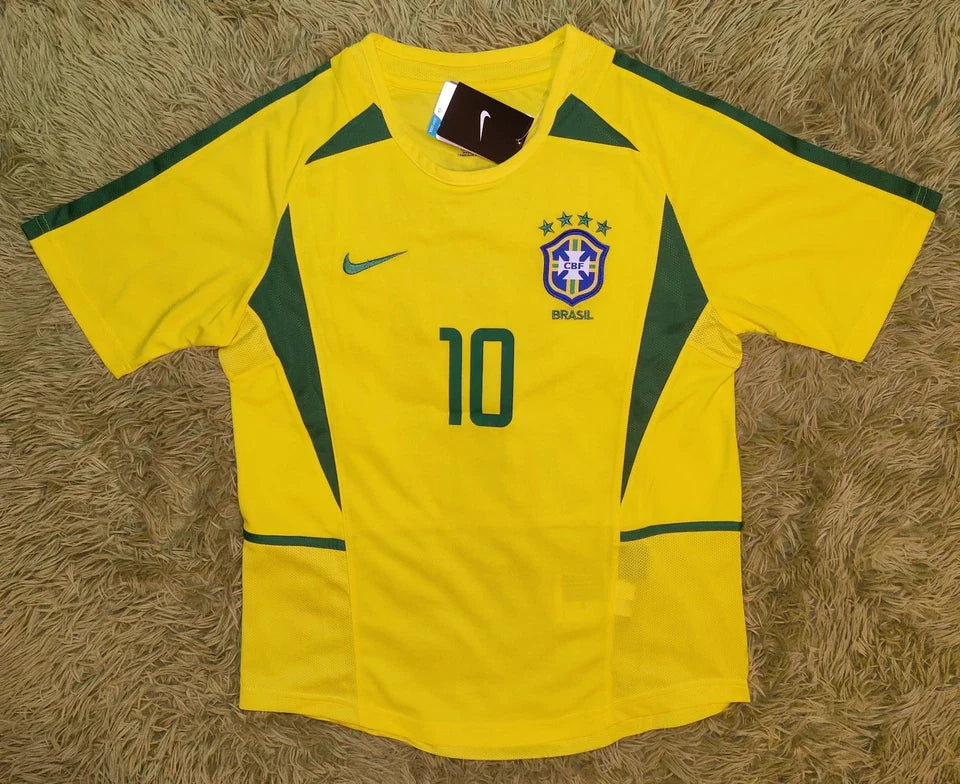 Brazil Rivaldo #10 World Cup 2002 Home Yellow Soccer Football Futbol Jersey